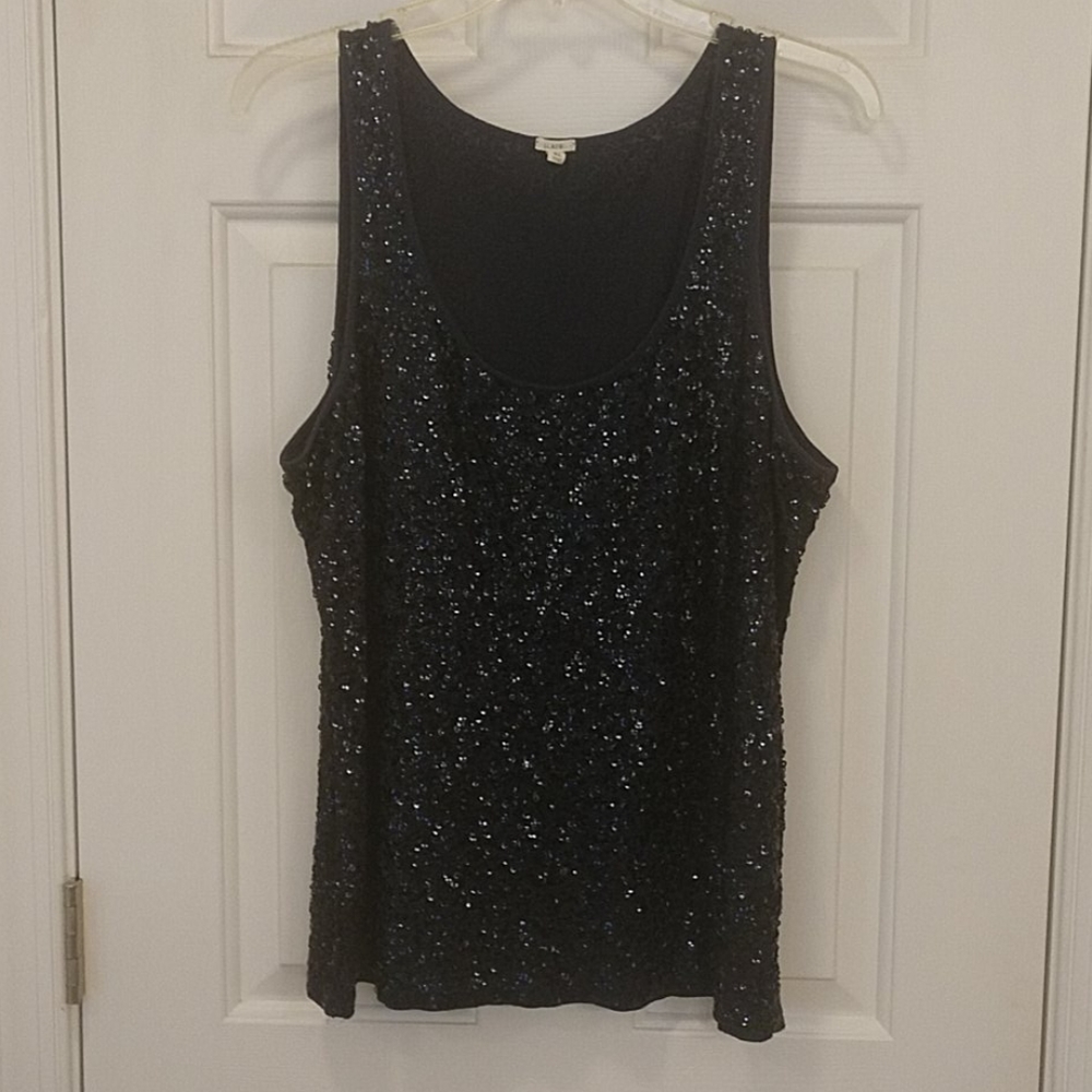 J. Crew Navy Sequin Tank XL